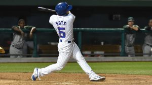 david bote takes a big hack for the south bend cubs