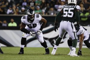 jordan mailata lines up during the 2018 eagles preseason game against the new york jets