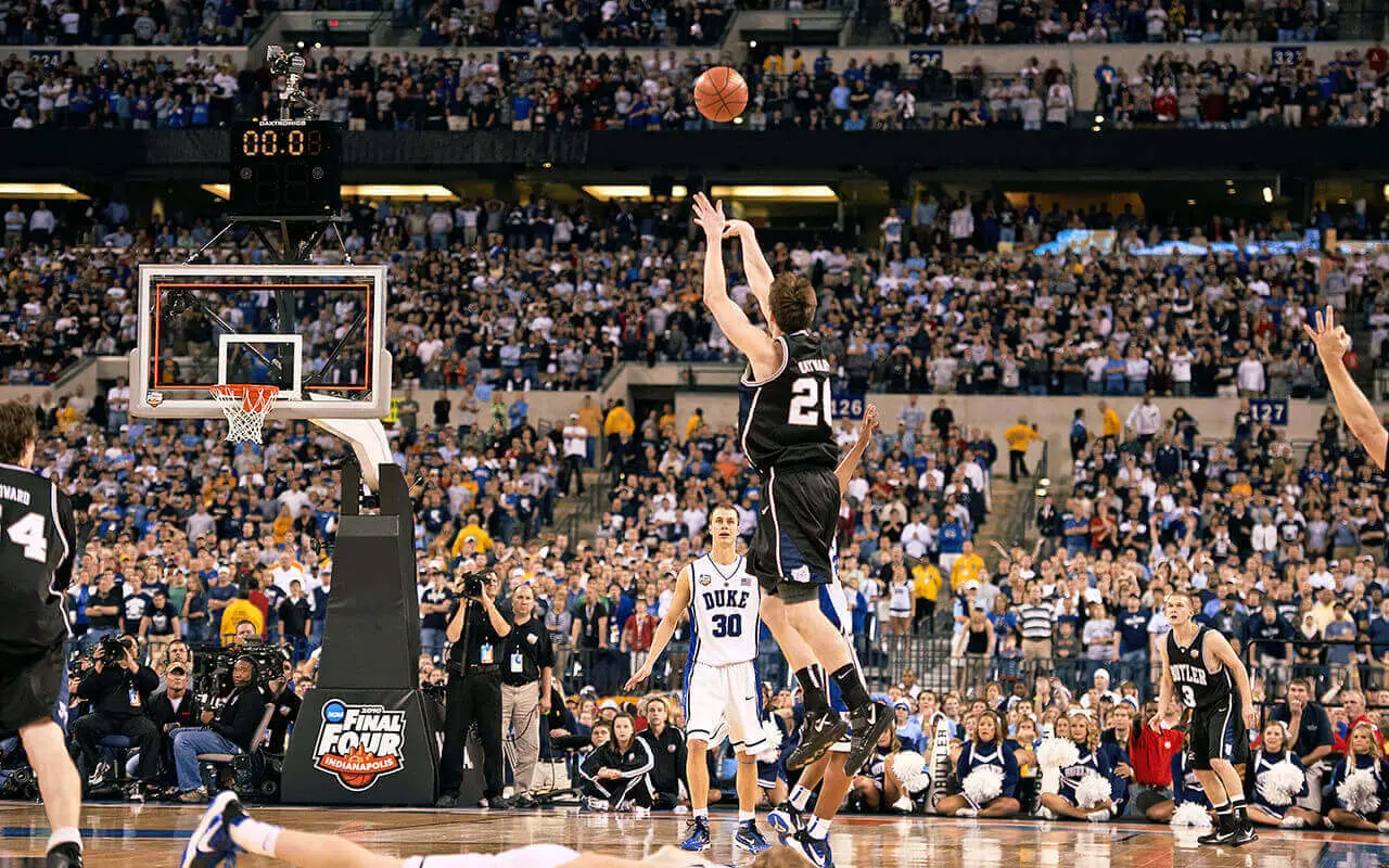 Butler Basketball's Gordon Hayward takes a fateful last-second shot in the 2010 NCAA National Championship game against Duke. Gordon Hayward's Miraculous Return to the NBA, by Joker Mag - the home of the underdog.