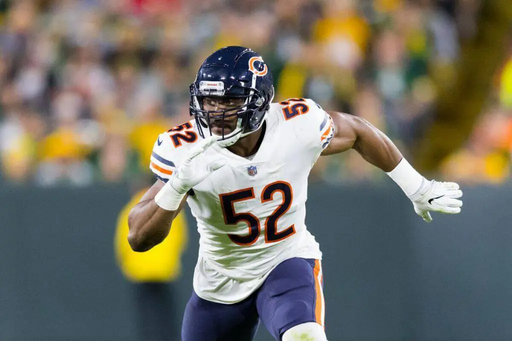 Khalil Mack rushes the passer for the Chicago Bears in 2018. Mack was a 2-star recruit coming out of high school.