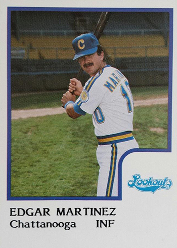 Edgar Martinez baseball card with the Chattanooga Lookouts in 1986.