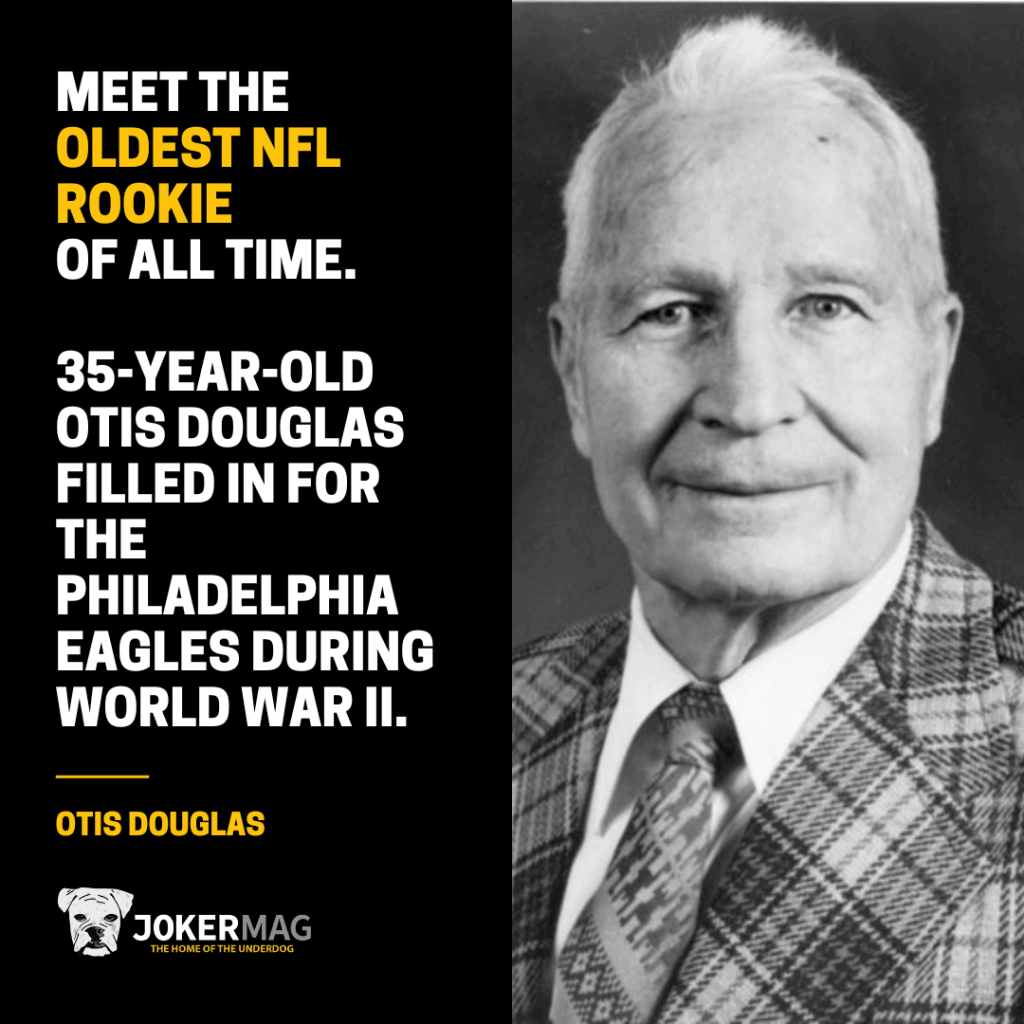 Meet the oldest NFL rookie of all time. 35-year-old Otis Douglas filled in for the Philadelphia Eagles during World War II.