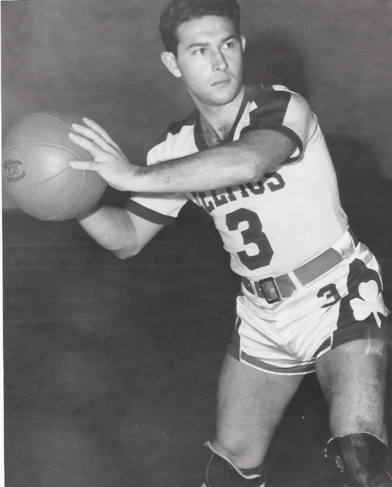 5'6" Mel Hirsch pictured during his pro basketball career.