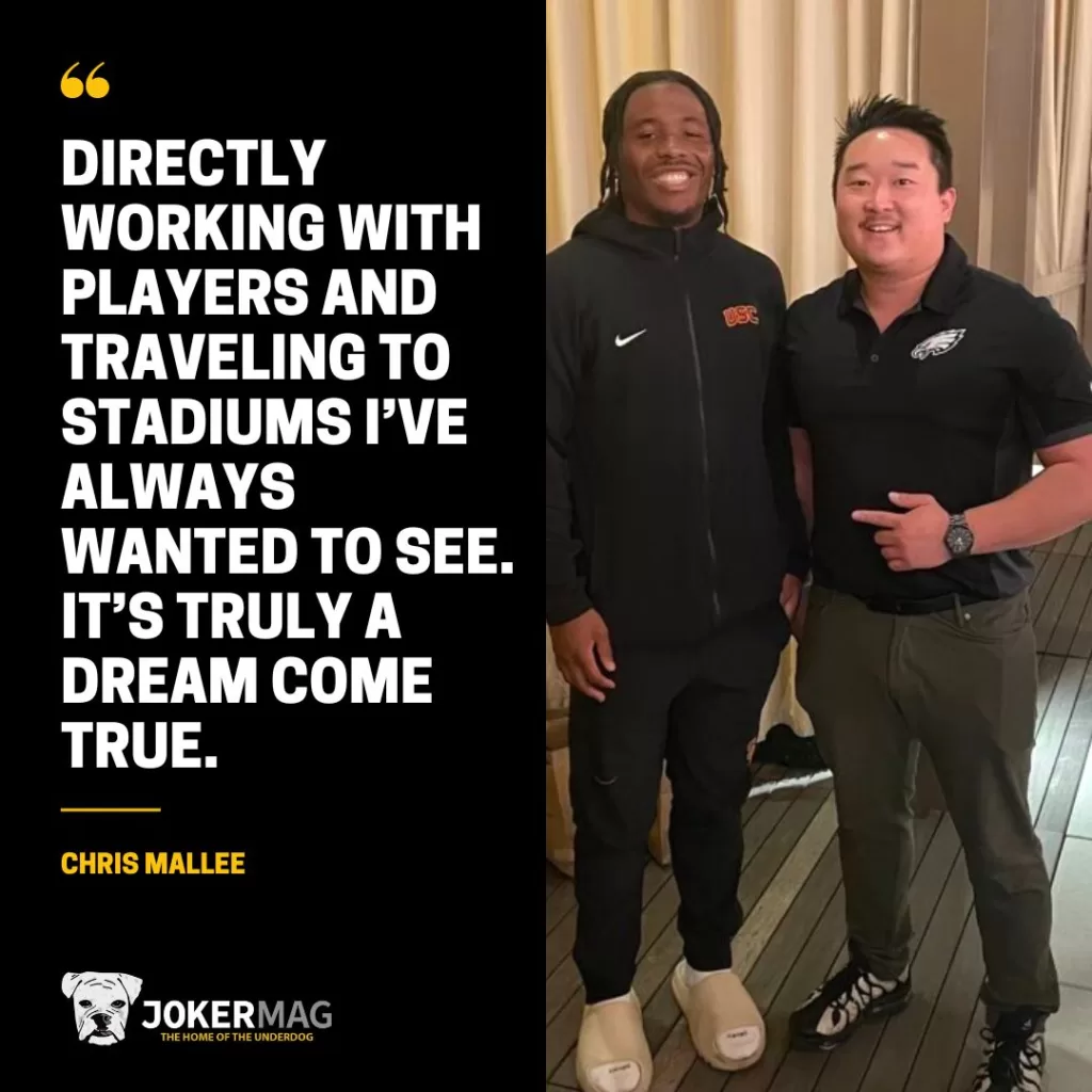A quote from NIL/NFL scout Chris Mallee: "Directly working with players and traveling to stadiums I’ve always wanted to see. It’s truly a dream come true."