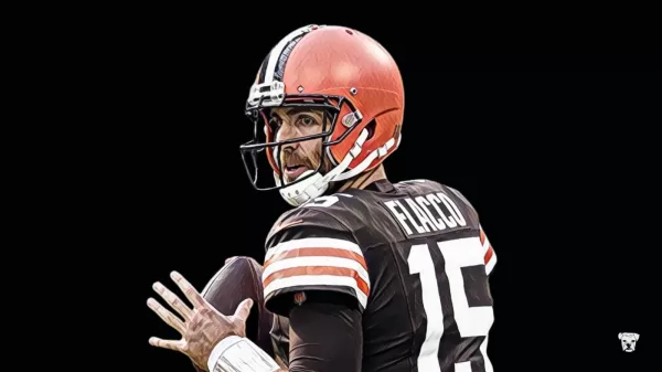 An illustration of veteran Cleveland Browns QB Joe Flacco for a feature story about his unexpected NFL comeback