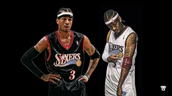 An illustration of Allen Iverson during his time with the Philadelphia 76ers headlines our article about Iverson's best quotes ever