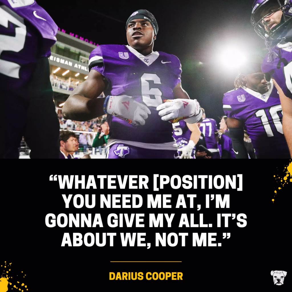 Darius Cooper quote: "Whatever [position] you need me at, I'm gonna give my all. It's about we, not me."